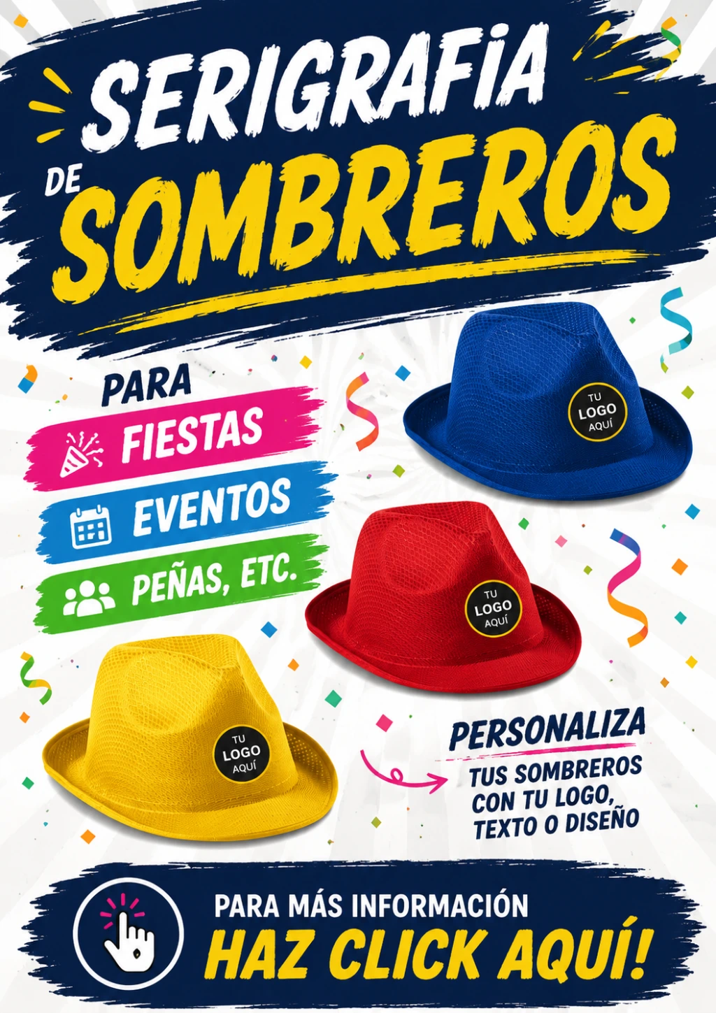personalizar sombrero imprenta tenerife colores logos fiestas eventos dtf