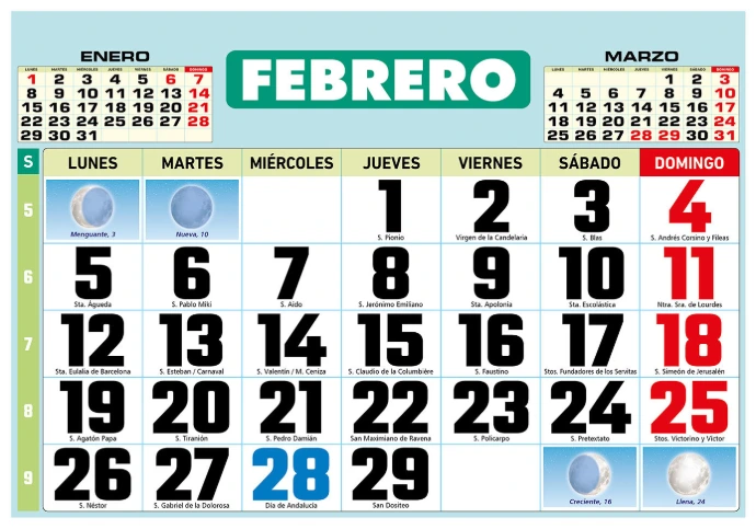 calendarios pequeños medianos grandes