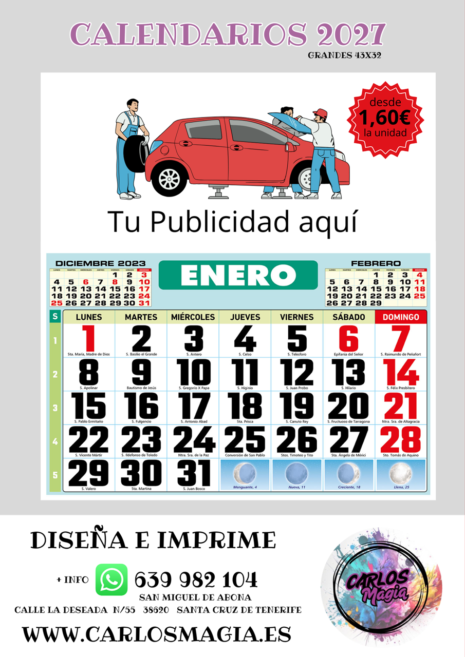 imprenta tenerife calendarios 2027 hacer fabrica