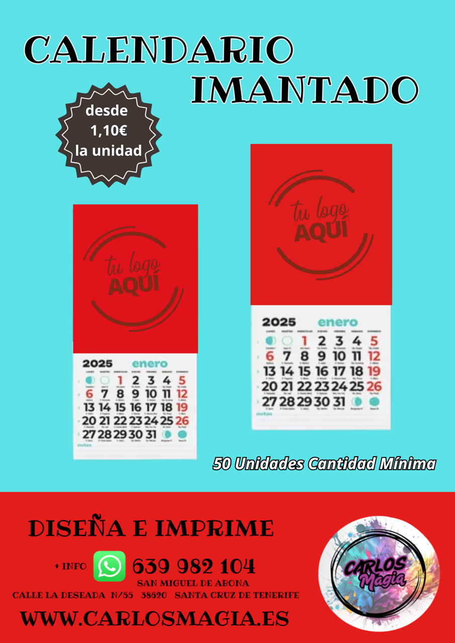 calendarios iman nevera tamaño pequeño