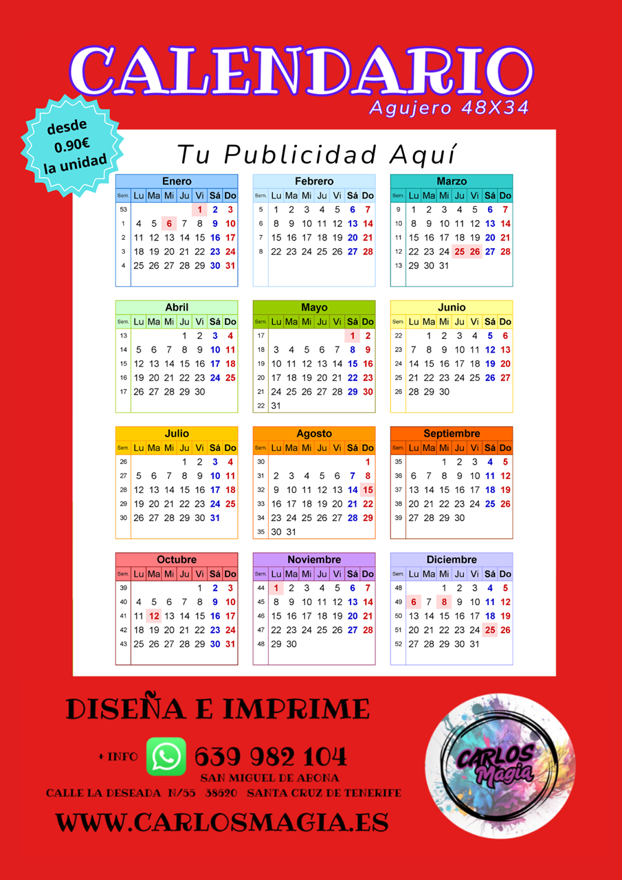 poster calendario imprenta en tenerife imprimir diseño