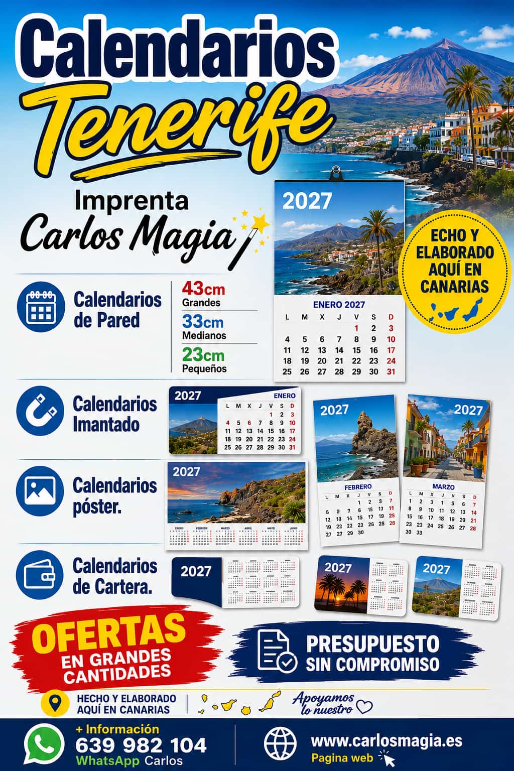 calendarios en tenerife imprenta carlos magia