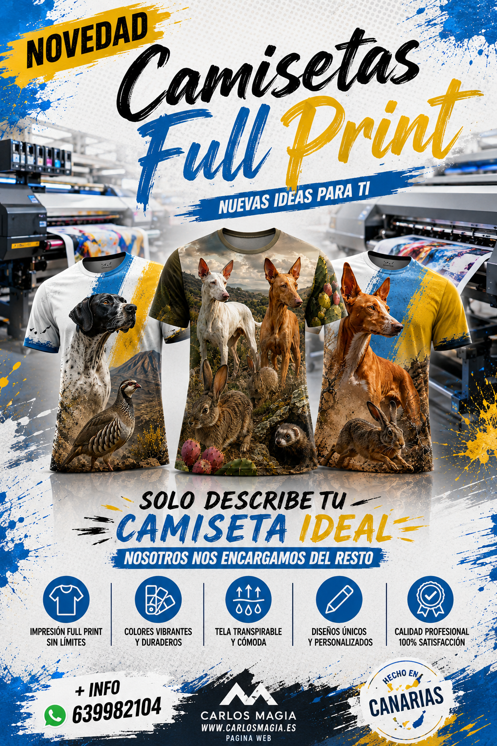 caza tenerife camisetas full print imprenta carlos magia