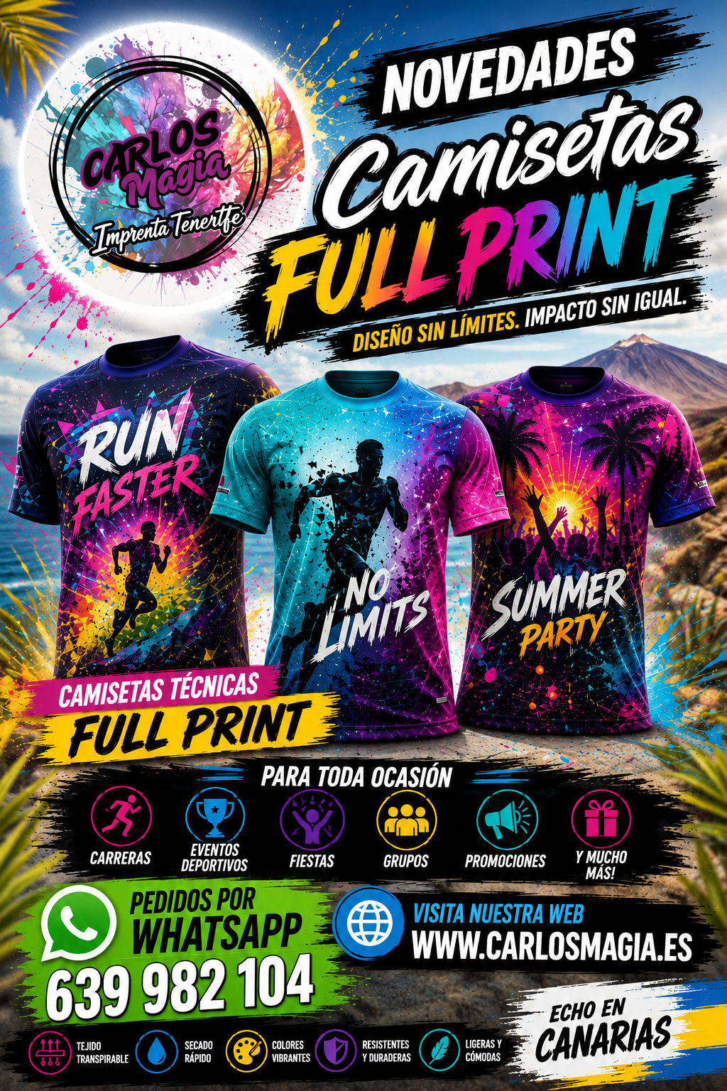 novedades camisetas full print en carlos magia imprenta en tenerife