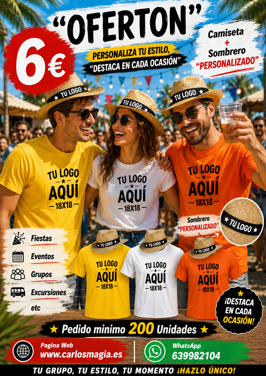 sombreros y camisetas personalizadas
