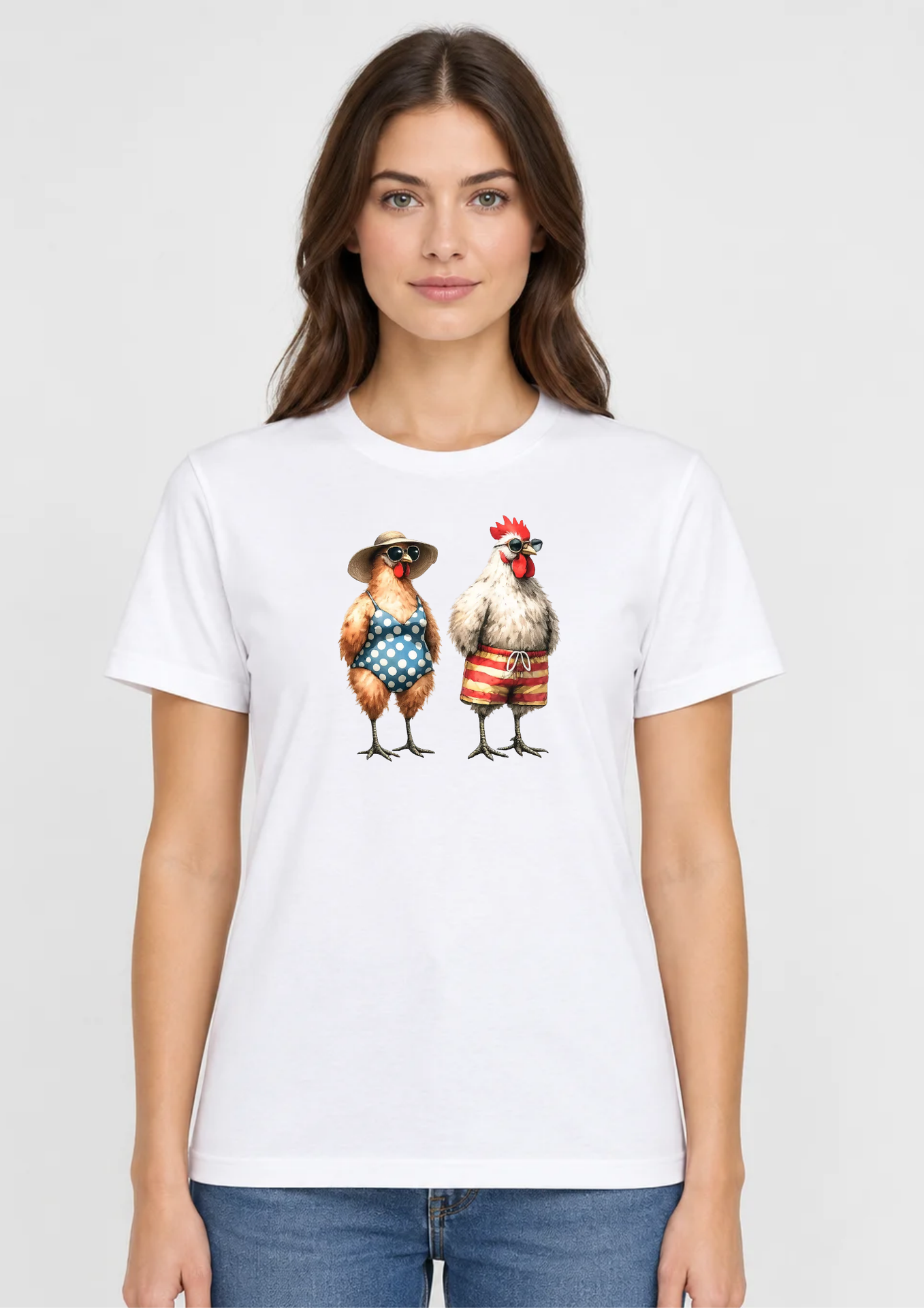camiseta gallina y gallo