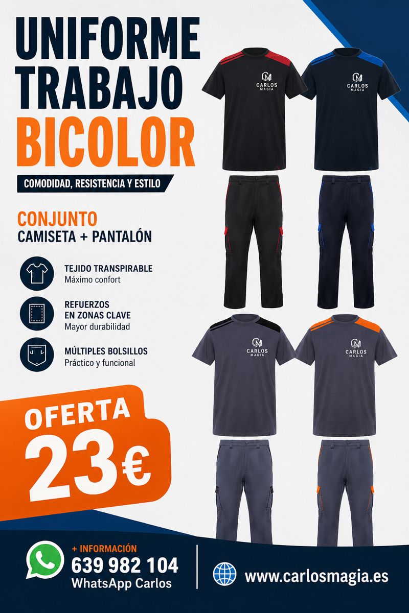 oferta vestimenta trabajo uniformes bicolor